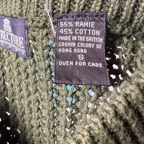 Vintage STRUCTURE Olive Green Open Knit Crewneck Sweater - Picture 7 of 7